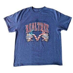 Realtree Gray Graphic T-Shirt An American Tradition Logo Cotton Blend Short Slee
